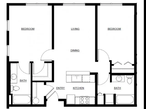 A black and white floor plan of a house with labeled rooms.